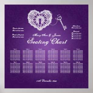 Pôster Chave da carta do assento do casamento a meu roxo