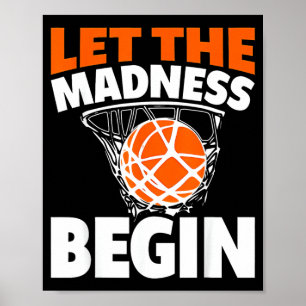 Poster Chave de Basquete Divertida Deixe a Loucura Começa