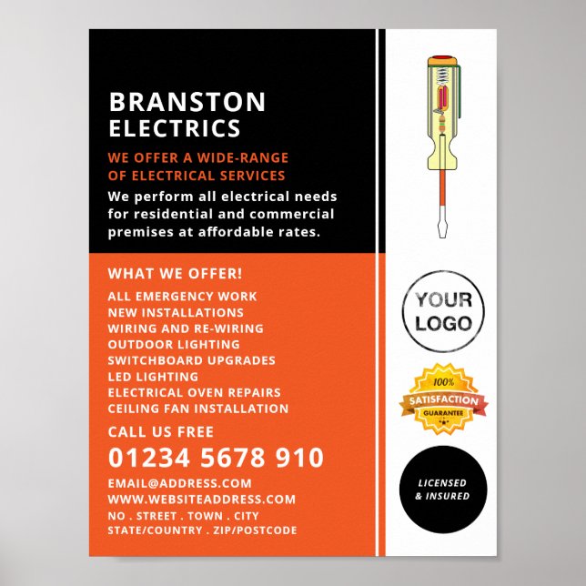 Poster Chave De Ecrã Elétrica, Publicidade Elétrica (Frente)