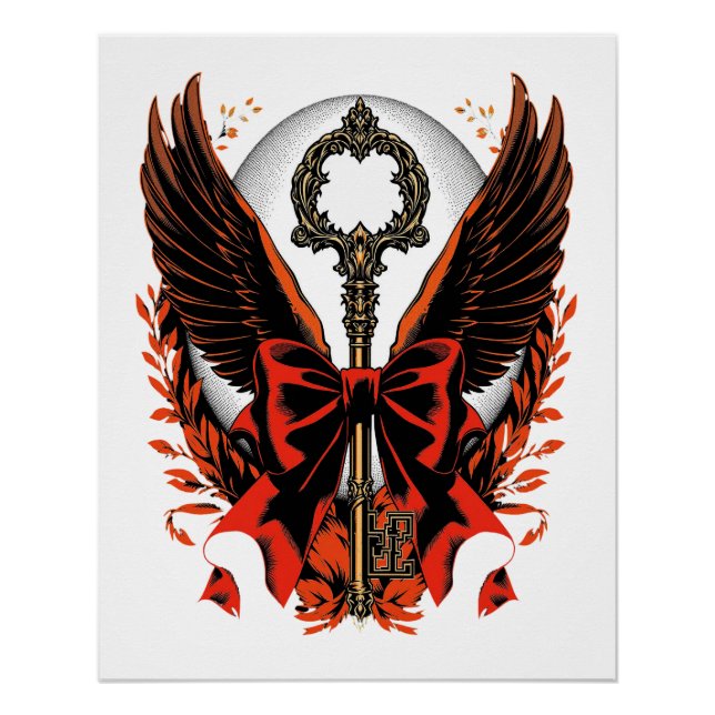 Pôster Chave do Arco Gótico Velvet com Asas e Lua (Frente)