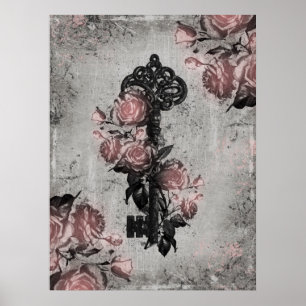 Pôster Chave velha e rosas