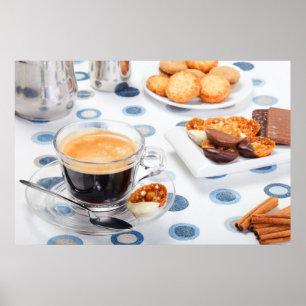 Pôster Chávena de café e um biscoito