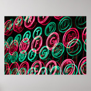 Pôster Chaves de máquinas de escrever neon fecham