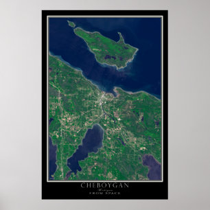 Poster Cheboygan Michigan Do Mapa Do Satélite Espacial