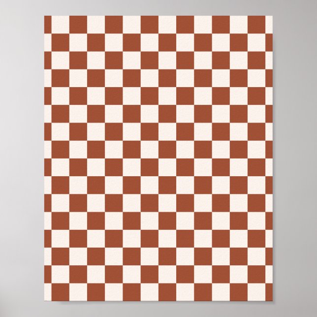 Poster Checar o quadro de verificação do Terracotta com v (Frente)