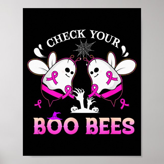 Poster Check Your Boo Bees Funny Breast Cancer Halloween  (Frente)