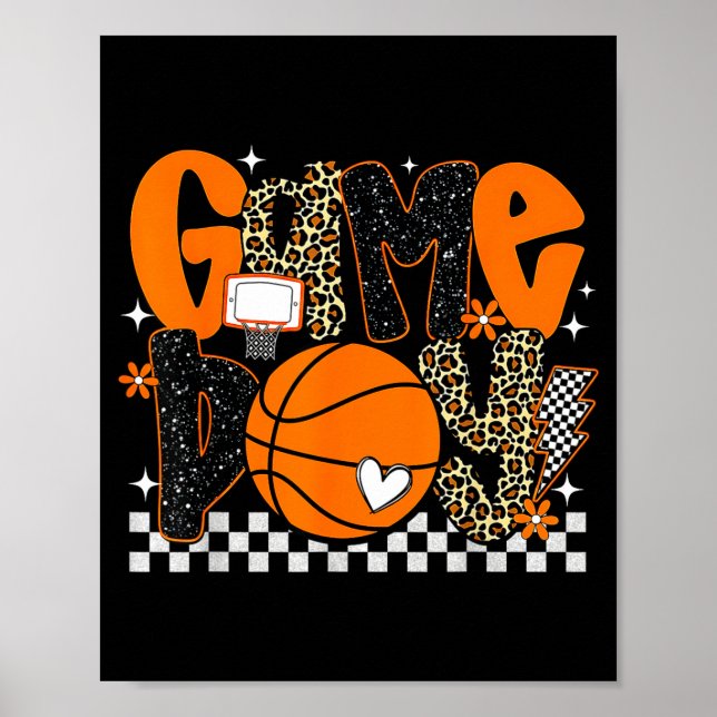 Poster Checkered Game Day Basketball Srts Lover Men Women (Frente)