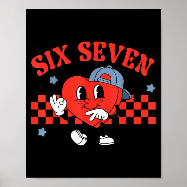 Poster Checkered Six Seven Cool Hearts 67 Valentines Day  (Frente)