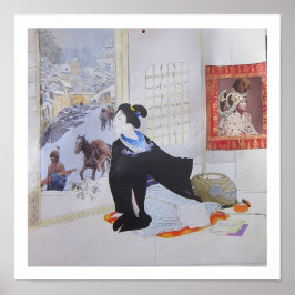 Poster Checking on the Neighbors - collage art