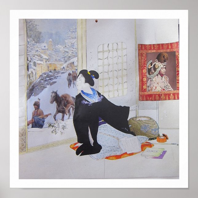 Poster Checking on the Neighbors - collage art (Frente)