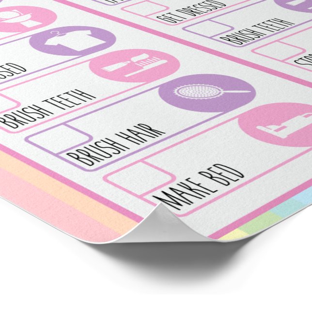 Poster Checklist para a rotina da noite e da manhã do Uni (Borda)