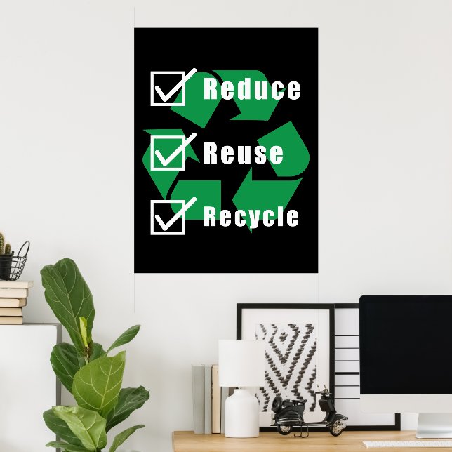 Poster Checklist para o ambientalismo Reduzir Reciclar de (Escritório em casa)