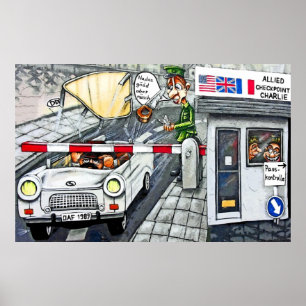 Poster Checkpoint Charlie, Berlim, Cartoon (Grande)