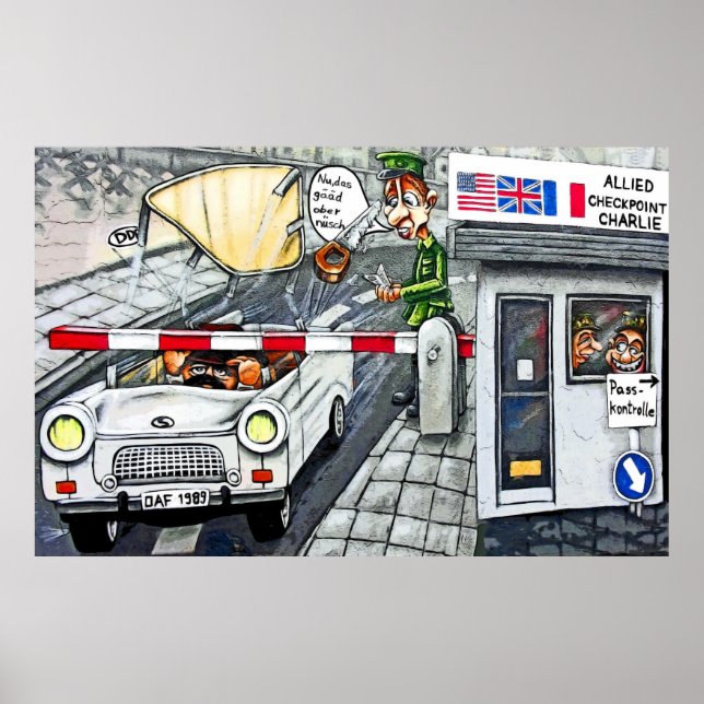 Poster Checkpoint Charlie, Berlim, Cartoon (Grande) (Frente)