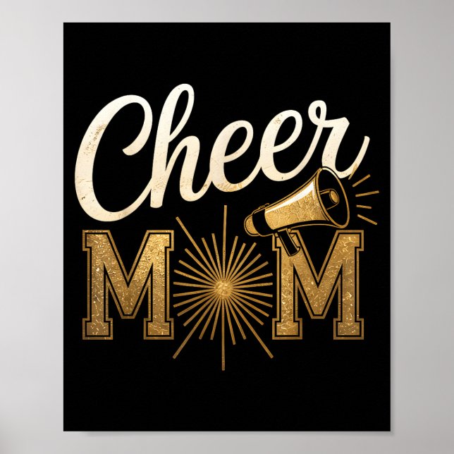 Poster Cheer Gold Cheerleader Cheerleading Mom Game Day D (Frente)