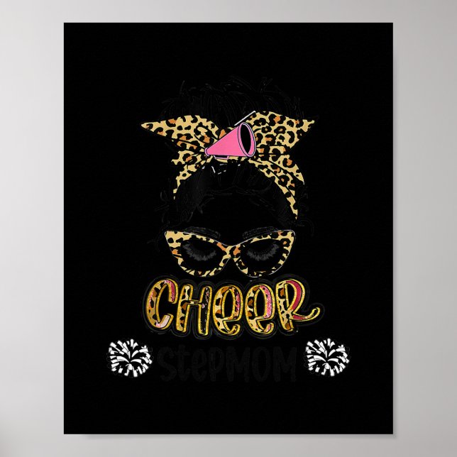 Poster Cheer Stepman Leopard Messy Bun Cheerleader (Frente)