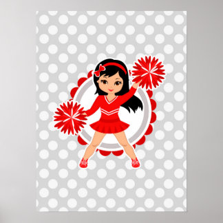 Poster Cheerleader - Cabelo Preto Vermelho Cinto Torto