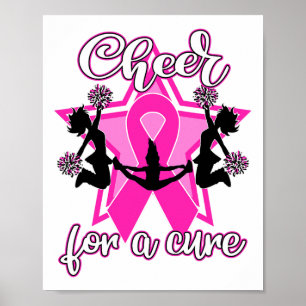 Poster Cheerleader de Fita Rosa da Camisa do Cancer de Ma