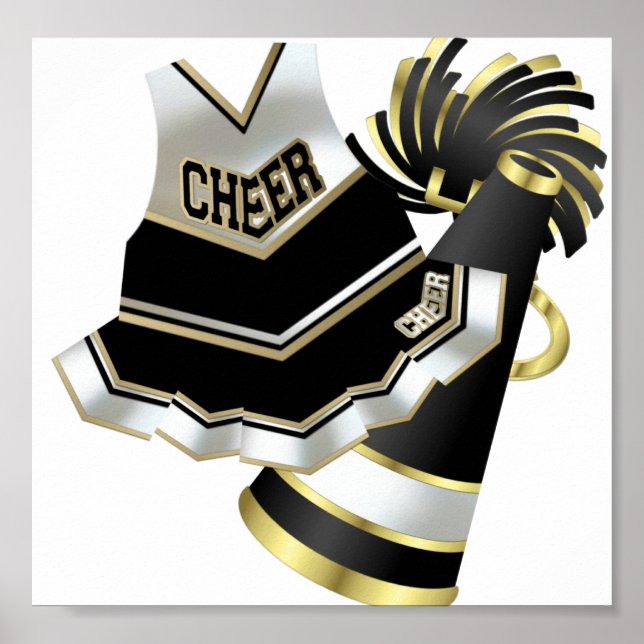 Poster Cheerleader Dourado preto e branco (Frente)