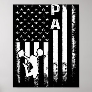 Poster Cheerleader Grito Pa Bandeira da América Vintage N