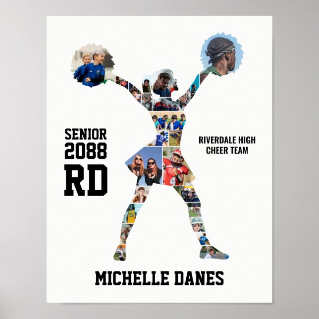 Poster Cheerleader Silhouette Cheer Team Photo Collage (Frente)