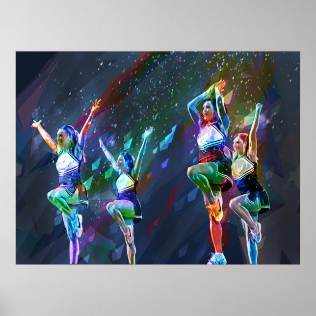 Poster Cheerleader Squad with Cut Paper Background (Frente)