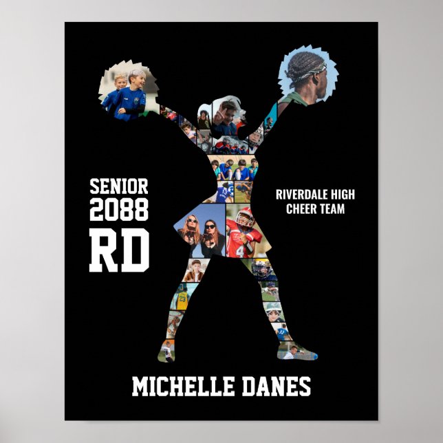 Poster Cheerleading Girl Cheer Team Photo Collage (Frente)