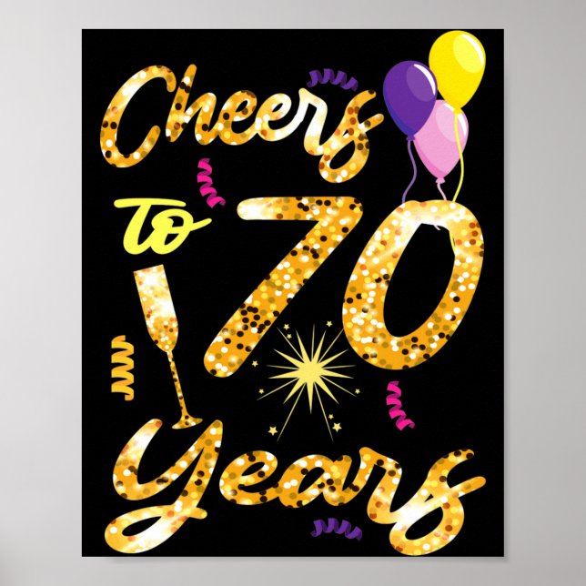Poster Cheers To 70 Years 1951 70th Birthday Gift  (Frente)