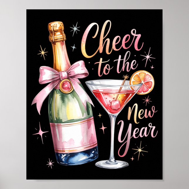 Poster Cheers To The New Year 2026 Champagne New Years Ev (Frente)