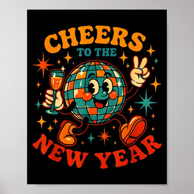 Poster Cheers To The New Year 2026 Retro Party Gift  (Frente)