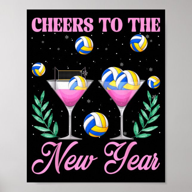 Poster Cheers To The New Year Champagne Gl &amp; Volleyba (Frente)