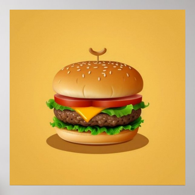 Poster Cheeseburger com Fundo Amarelo (Frente)