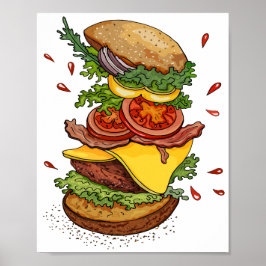 Poster Cheeseburger Hamburger Burger Comida Engraçado