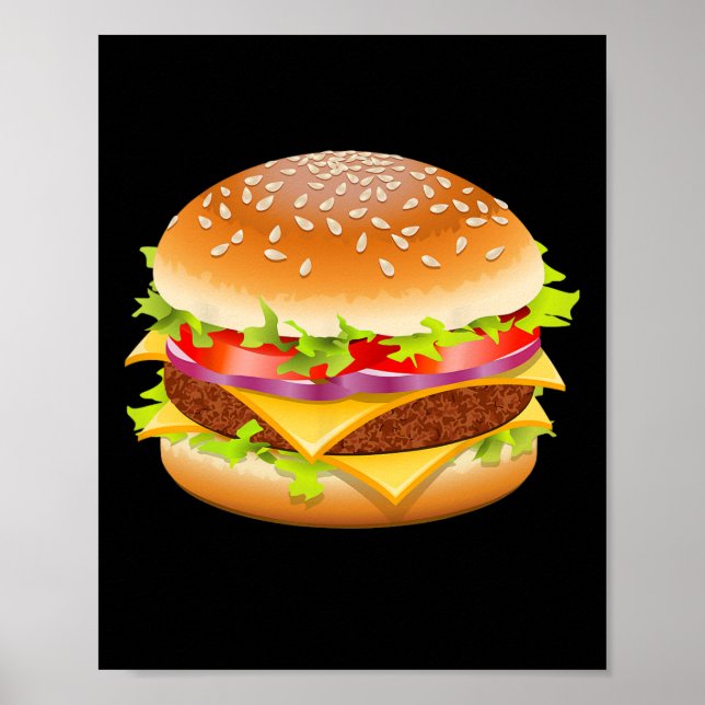 Poster Cheeseburger Hamburger Burger Comida Engraçado Hal (Frente)