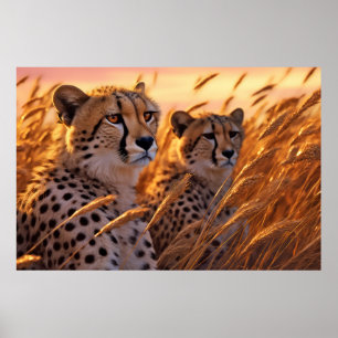 Poster Cheetah Animal Wilderness Arte Colorida