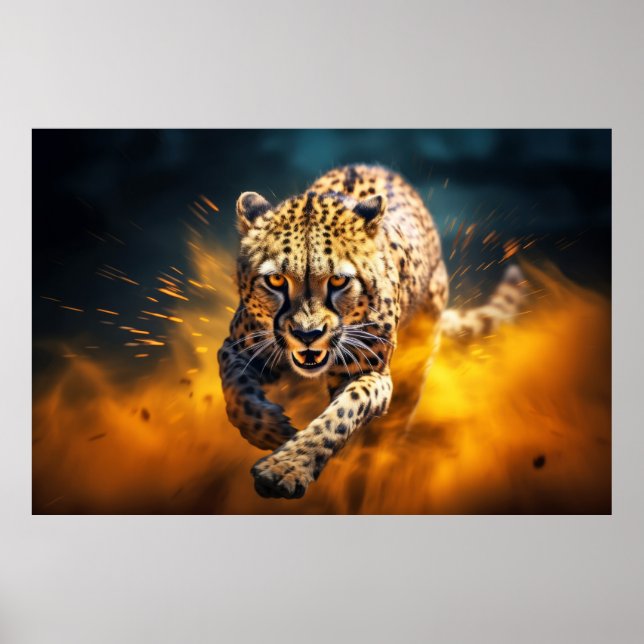 Poster Cheetah Animal Wilderness Arte Colorida (Frente)
