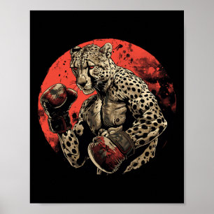 Poster Cheetah Boxer Fighter Boxing Boxing