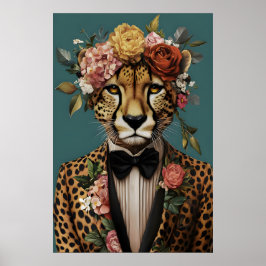 Poster Cheetah In Suit Poster, Cheetah Portrait, Cheetah