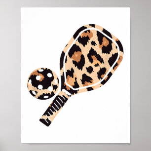 Poster Cheetah Leopard Pickleball Paddleball Esportes Mãe