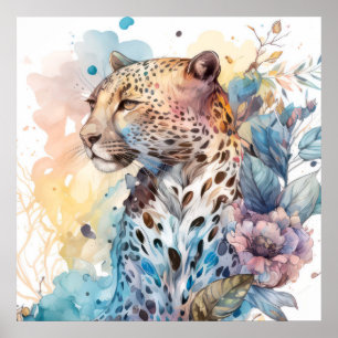 Poster Cheetah Retrait Animal Pintando a vida selvagem ao