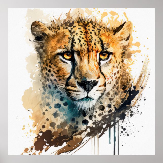 Poster Cheetah Retrait Animal Pintando Vida Selvagem ao a (Frente)