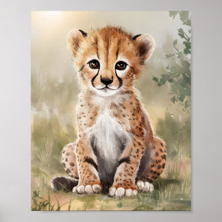 Poster Cheetah Watercolor - Arte de Parede Imprimível