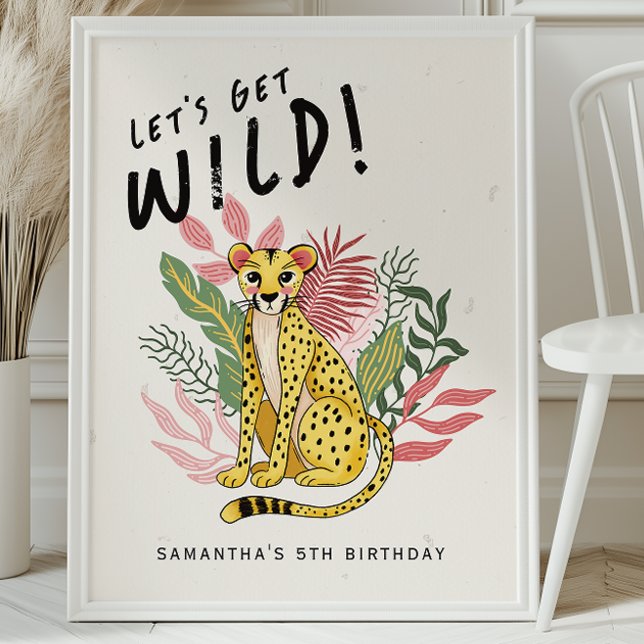 Poster Cheetah Wild Party Animals Kids Birthday Welcome (Criador carregado)