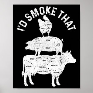Poster Chef Açougueiro Churrasco Eu Fumaria Esse Porco Bo
