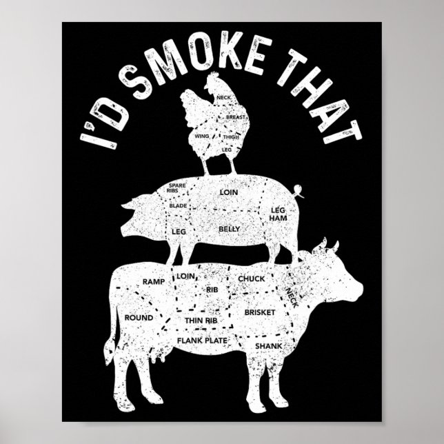 Poster Chef Açougueiro Churrasco Eu Fumaria Esse Porco Bo (Frente)