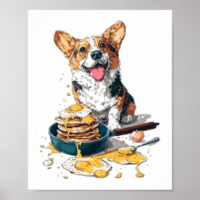 Poster Chef Corgi � Cachorro de Cozinha Divertido (Frente)