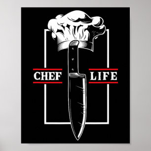 Poster Chef Cozinheiro Vida Faca Restaurante Culinária Co