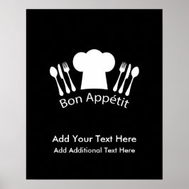 Poster Chef francês Hat Gourmet Cook