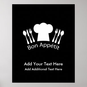 Poster Chef francês Hat Gourmet Cook