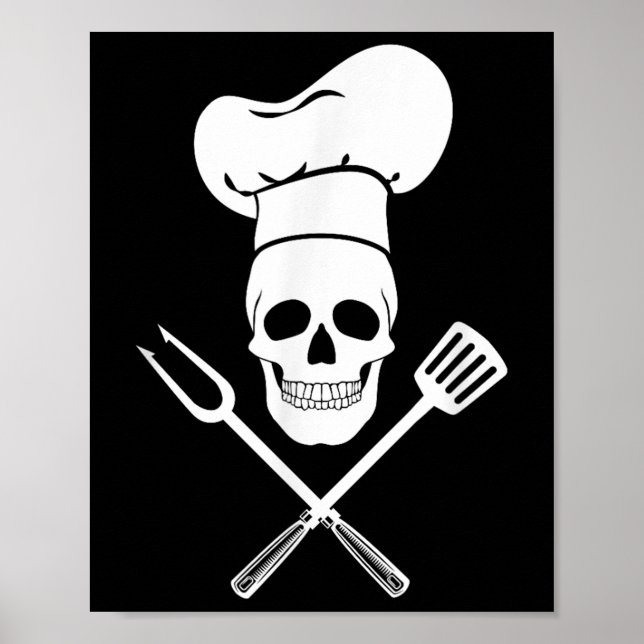 Poster Chef Hat Cook Skull Kitchen Barbecue - Ferramentas (Frente)